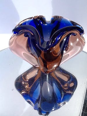 Josef Hospodka - Zware kristallen sommerso schaal/asbak Chribska. kopen? Bied vanaf 35!