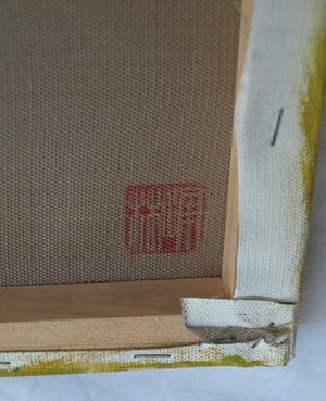 Niet of onleesbaar gesigneerd - 2x Acrylverf op doek, “Japanse (?) vrouw met hond en kat” kopen? Bied vanaf 1!