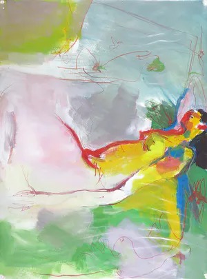 Franscz Witte - Gemengde techniek op papier, Liggend naakt kopen? Bied vanaf 1!