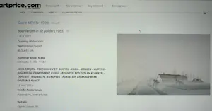 Gerrit Neven - Boerderijen in een mistige polder - ingelijste aquarel kopen? Bied vanaf 175!