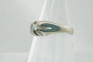 66- massief 14Kt wit gouden solitair ring briljant geslepen (H/vs) 0.10c diamant kopen? Bied vanaf 190!