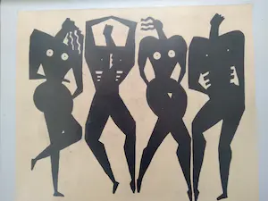 Niet of onleesbaar gesigneerd - Twee mannen, twee vrouwen in silhouet kopen? Bied vanaf 1!