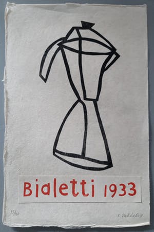 Klaas Gubbels - Bialetti 1933 - houtdruk met collage - oplage 40 kopen? Bied vanaf 450!