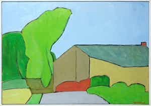 Paul Overhaus - Olieverf op doek, Schuur - Ingelijst verkocht voor € 60!