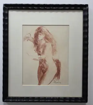 Theo Beerendonk - Roodkrijt. Naakt. Portret vrouw. kopen? Bied vanaf 119!