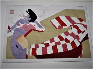 Niet of onleesbaar gesigneerd - Interessant Chinees Aquarel "Naakte vrouw in rood witte jas" gesigneerd kopen? Bied vanaf 1!