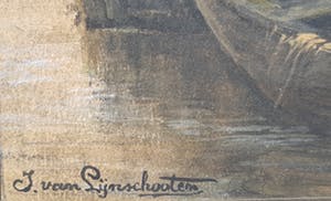 Johannes van Lijnschoten - gouache, boerderij, z.t., kopen? Bied vanaf 30!