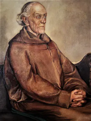 Len Landzaat - GROOT omstr. 1940 realistisch geschilderd olieverf portret van een geestelijke kopen? Bied vanaf 84!