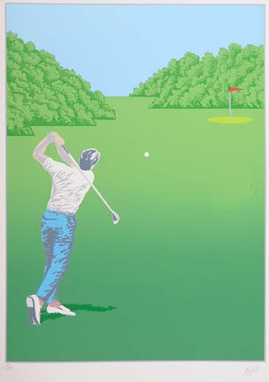 Niet of onleesbaar gesigneerd - Zeefdruk, Golfer kopen? Bied vanaf 1!