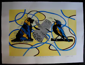 Hans Wap - Zeefdruk: Two birds of one feather - 1998 kopen? Bied vanaf 69!