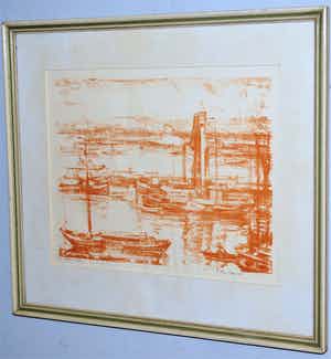 Wilhelm Wagner - Amsterdam 1921 - ingelijste litho - proefdruk 1/5 verkocht voor € 35!