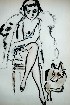 Kees van Dongen - Pochoir - Jeune Femme avec Chien kopen? Bied vanaf 1250!