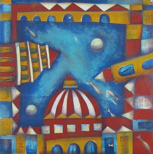 Marianne Aulman - Zeefdruk, Piazza Italia - Ingelijst kopen? Bied vanaf 20!