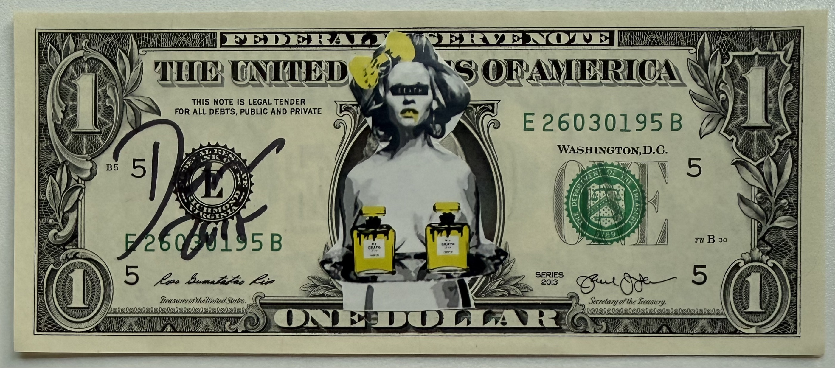 Death NYC - Collage op Amerikaanse Dollar | 'Brigitte Bardot/Chanel no.5' | 2015 kaufen? Bieten Sie von 90!