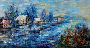 Jan Makkes - Rivierlandschap, olieverf op doek (mooi ingelijst) kopen? Bied vanaf 300!