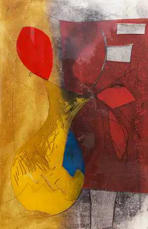 Duck Sung Kang - Semi-abstract stilleven, aquatint ets (mooi ingelijst) verkauft für € 95!