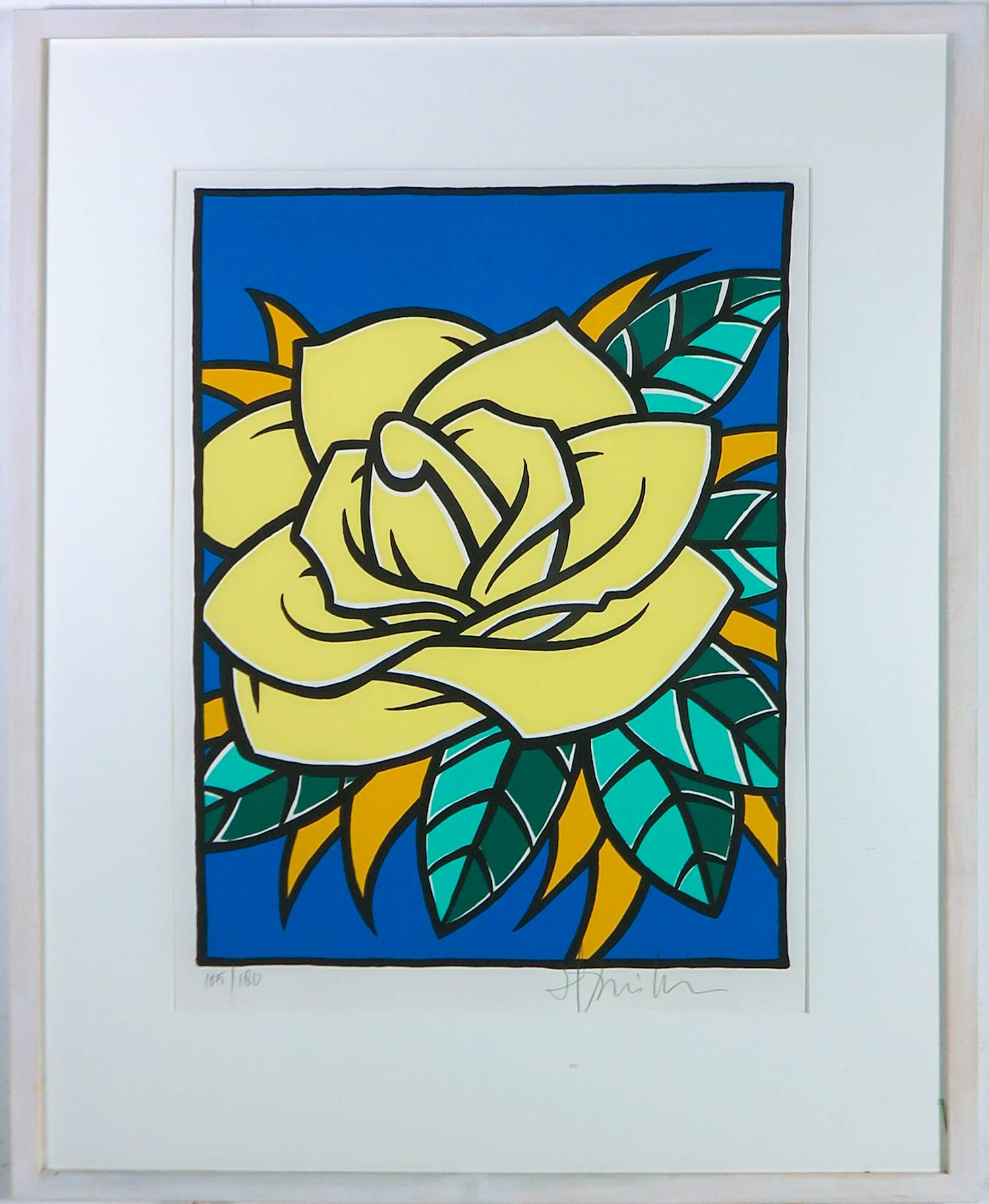 Henk Schiffmacher - Zeefdruk, Gele Roos - Ingelijst kopen? Bied vanaf 150!