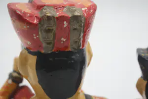 Niet of onleesbaar gesigneerd - Houten Muzikanten Standbeelden, Handgeschilderde Rajasthani traditionele zittend kopen? Bied vanaf 1!