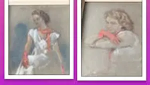 Albert Mulder - Twee ingelijste portretten van een vrouw in avond-toilette kopen? Bied vanaf 125!