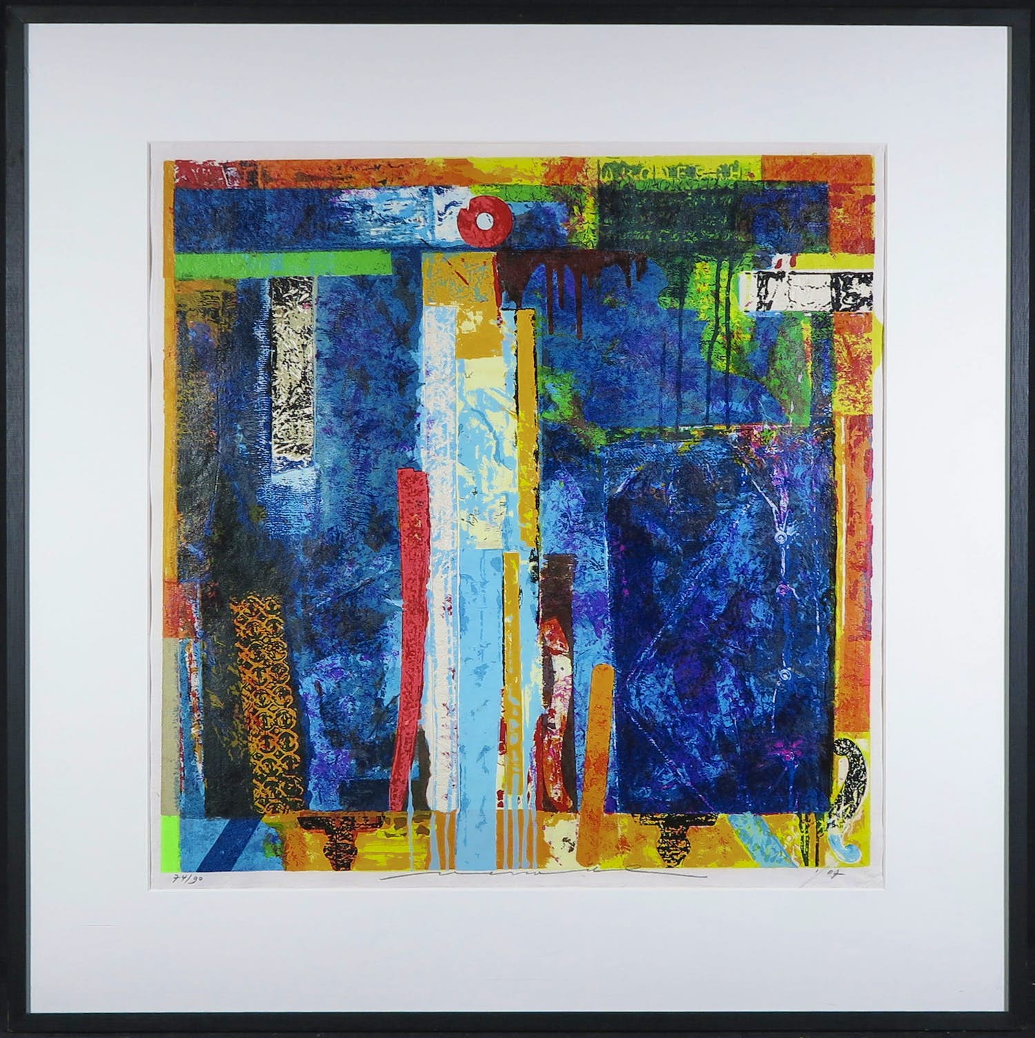 Jos Verwiel - Zeefdruk, Blue Tombe - Ingelijst (Groot) verkocht voor € 60!