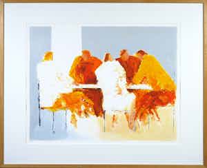 Wil Willemsen - Zeefdruk, Nog even napraten - ingelijst (Groot) verkocht voor € 50!