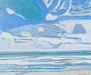 Paul Overhaus - Acryl op paneel, Groene wolk - Ingelijst kopen? Bied vanaf 50!