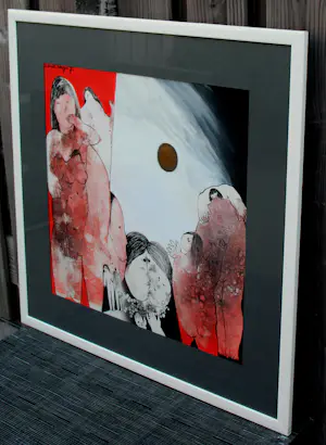 Ans Wortel - Ingelijste gouache: Over hoe mensen samen horen... - 1972 kopen? Bied vanaf 399!