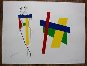 Bob Bonies - & Frans Molenaar: Abstracte compositie - Modeontwerp handgesigneerd 1989 kopen? Bied vanaf 100!