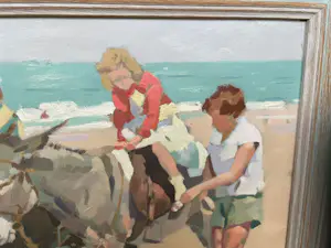 Buy Frits Verdonk - strandgezicht kinderen met ezeltjes? Bid from 1000!