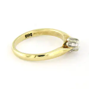 14k bicolour gouden solitair ring met briljant geslepen diamant tot. 0.10ct kopen? Bied vanaf 210!