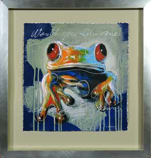 Hans Jochum Bakker - Zeefdruk, Would You Like Me As a fairytale prins? - Ingelijst verkocht voor € 1!