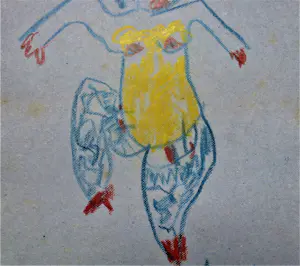 Anton Heyboer - danseres .Vrolijke kleurige tekening van een danseres kopen? Bied vanaf 250!