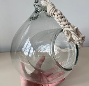 Niet of onleesbaar gesigneerd - Vintage dubbelwandige glazen plantenhanger kopen? Bied vanaf 1!