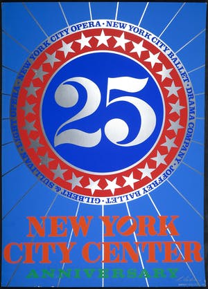 Robert Indiana - Gesigneerd affiche, New York City Center Anniversary kopen? Bied vanaf 1!