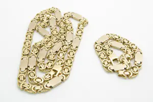 50 - Massieve SET 18 Krt  bi-color gouden (collier & armband) -  konings schakel kopen? Bied vanaf 5950!