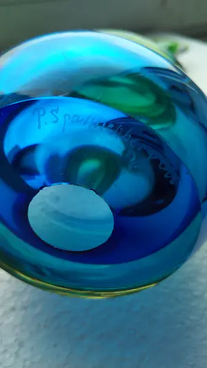 Paul Spannenberg - Groen en blauw glas object - Unicum - Gesigneerd kopen? Bied vanaf 150!