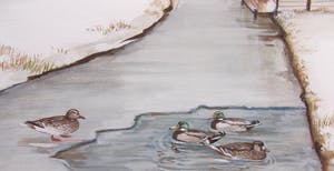 Ari Stolk - Winterlandschap boerderij, bevroren sloot en eenden kopen? Bied vanaf 60!