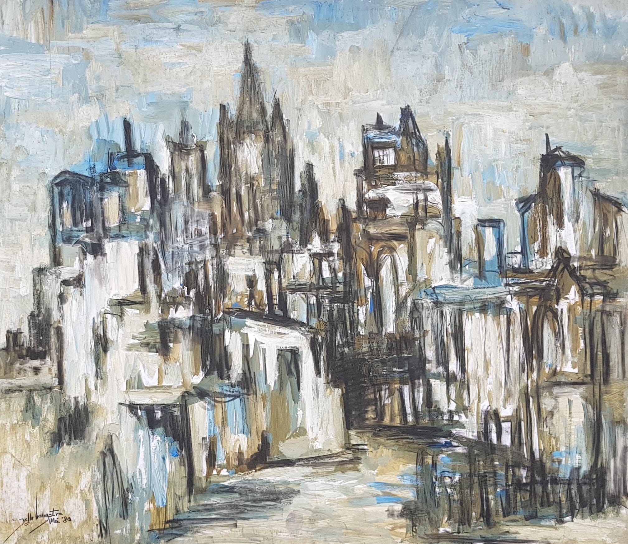 Jelle Hoogstra - Gouache, z.t., vrij groot verkocht voor € 150!