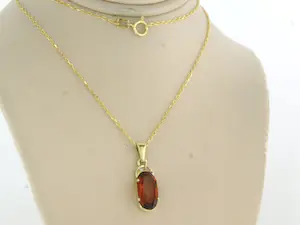 14k gouden collier met een hanger met citrien en single cut geslepen diamant kopen? Bied vanaf 190!