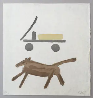 Klaas Gubbels - litho op handgeschept papier 'De Kar' - 2007 kopen? Bied vanaf 145!