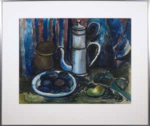 Kees Andrea - Aquarel, Stilleven met koffiekan - Ingelijst verkocht voor € 35!