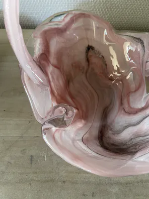 Niet of onleesbaar gesigneerd - Italiaanse design glaswerk, mand plus schaal kopen? Bied vanaf 1!