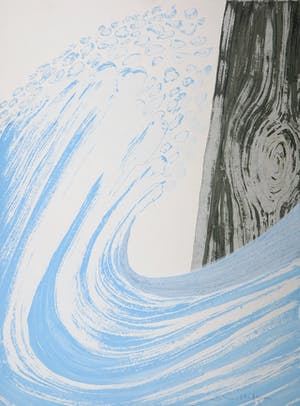 Johannes van Hoften - Gouache op karton, Golf en hout kopen? Bied vanaf 1!