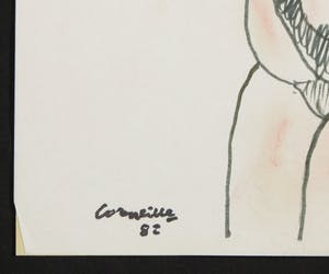 Corneille - Viltstift- en pasteltekening op papier, Femme et chat noir (met fotocertificaat) kopen? Bied vanaf 650!