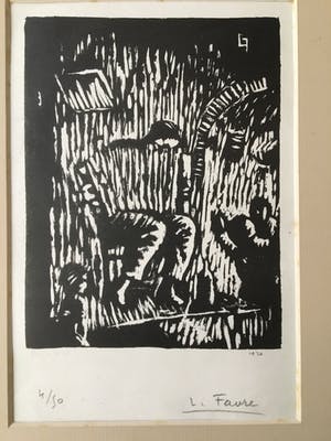 Louis Favre - Houtsnede- Muzikant kopen? Bied vanaf 50!