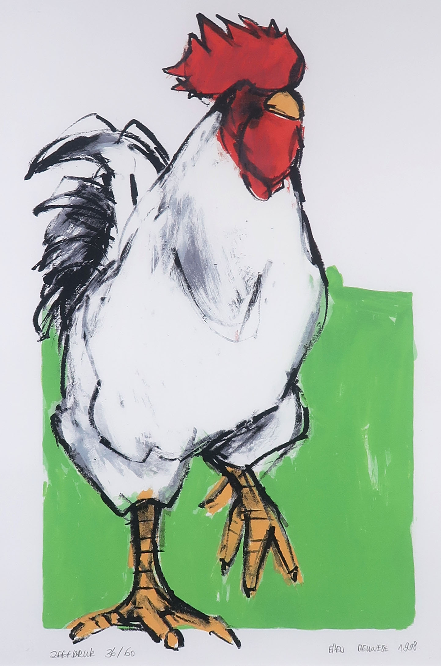 Ellen Meuwese - Zeefdruk, Haan - Ingelijst kopen? Bied vanaf 1!