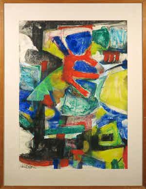 Wilhelmus van Dijk - Gemengde techniek op papier, Kind in tuin - Ingelijst (Groot) verkocht voor € 60!