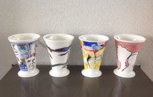 Alessi - Vier ALESSI-lepels en vier koffiebekers uit de Art-collection kopen? Bied vanaf 25!