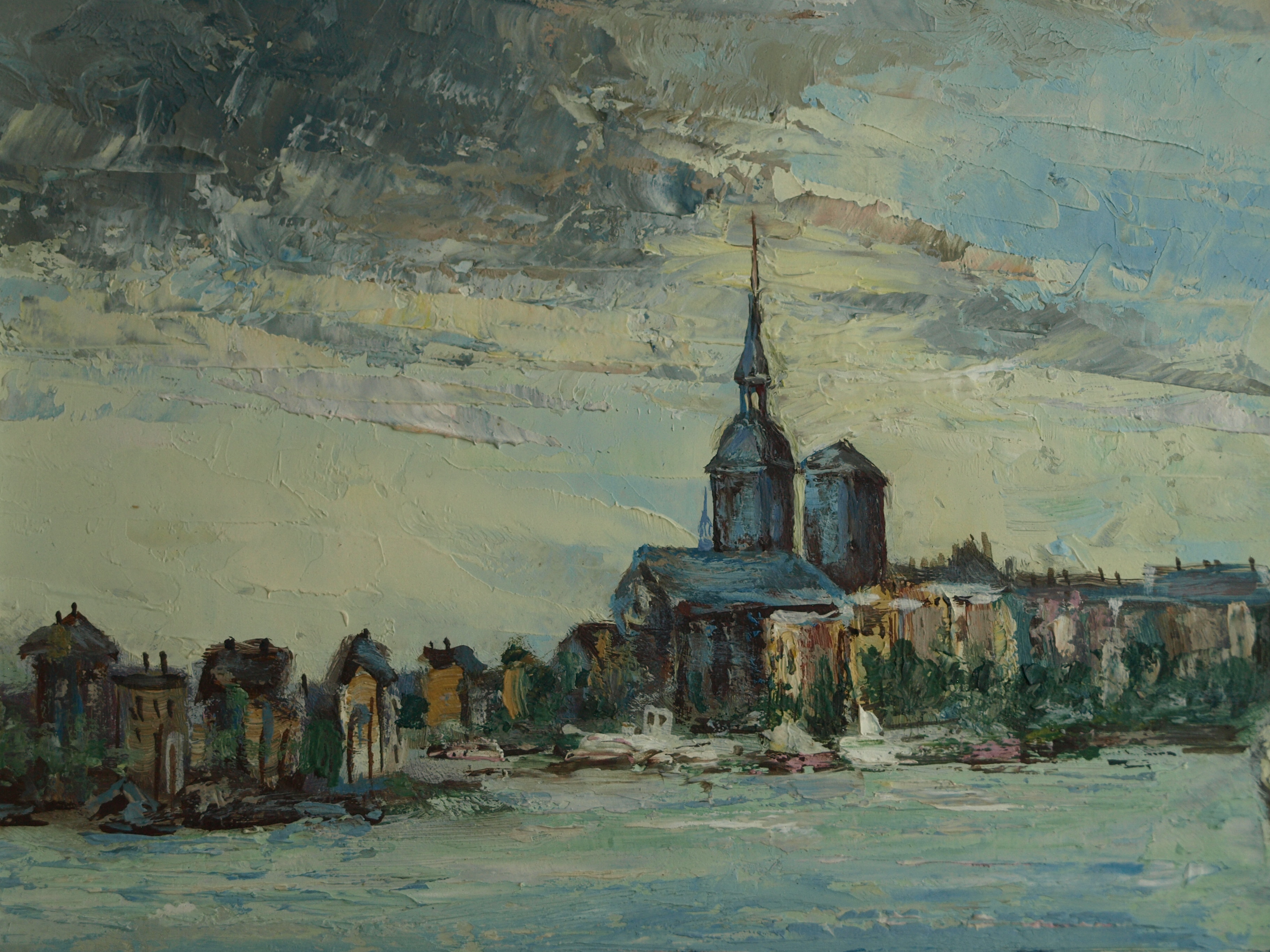 Niet of onleesbaar gesigneerd - Olieverf op board – Havengezicht – gesigneerd & ingelijst  kopen? Bied vanaf 1!