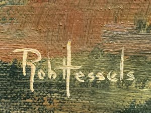 Rob Hessels - Broedend zwanenpaar in landschap. kopen? Bied vanaf 200!